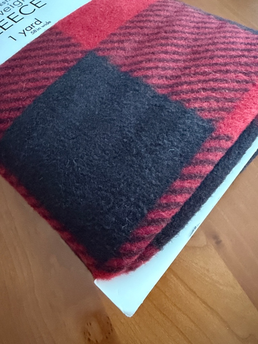 Lightweight Red and Black Buffalo Plaid Fleece Fabric • 1 Yard • NWT - Picture 4 of 6